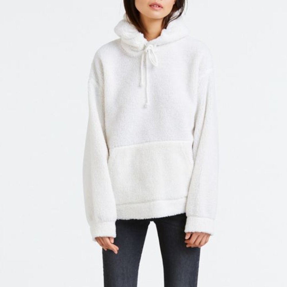 Levi's off white faux sherpa hoodie sweatshirt
